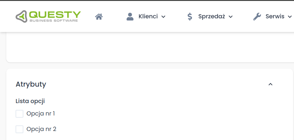 Atrybut o typie lista